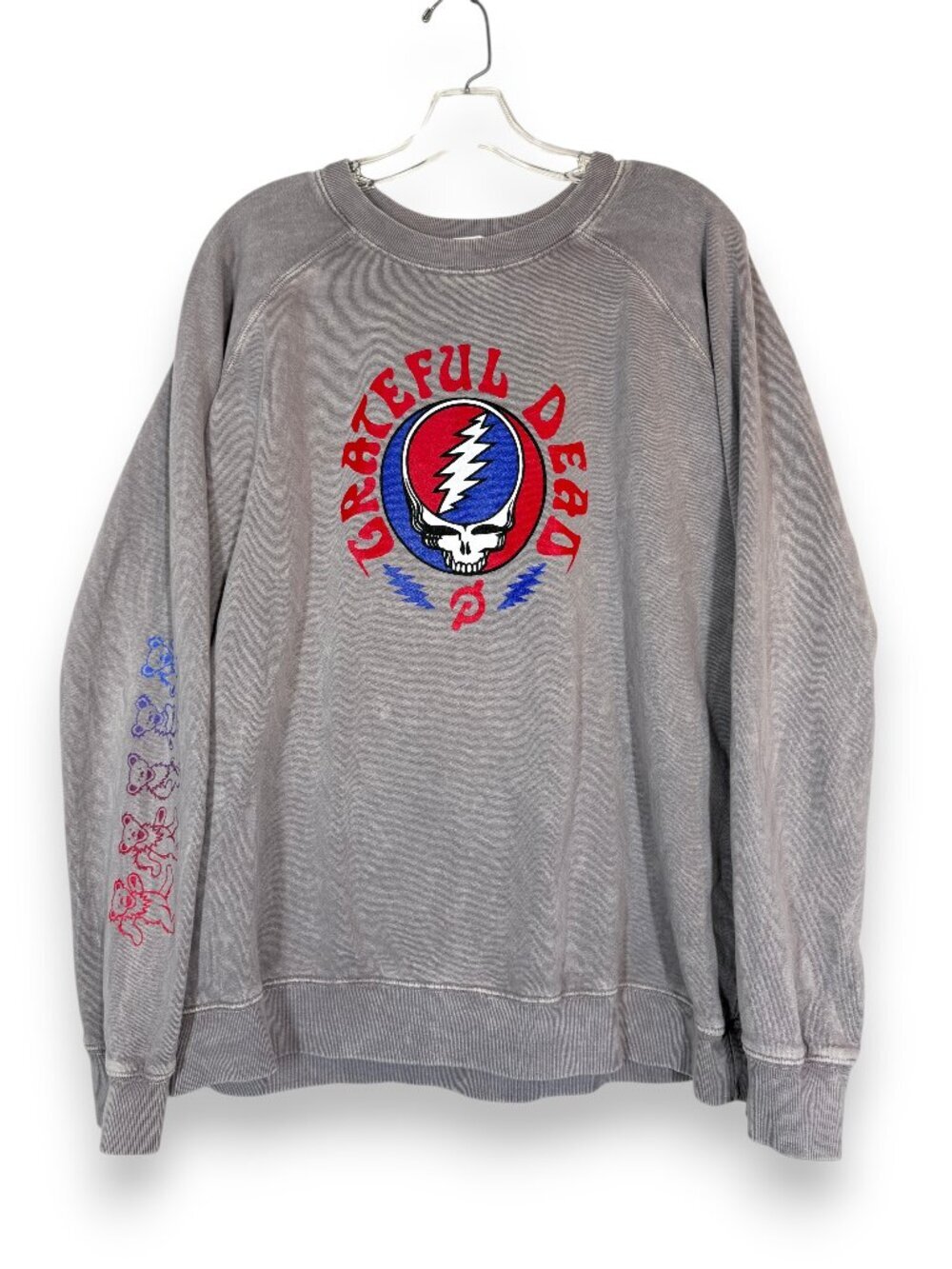 Peloton Grateful Dead Sweatshirt Steal Your Face Crewneck Gray Bear Sleeve Large